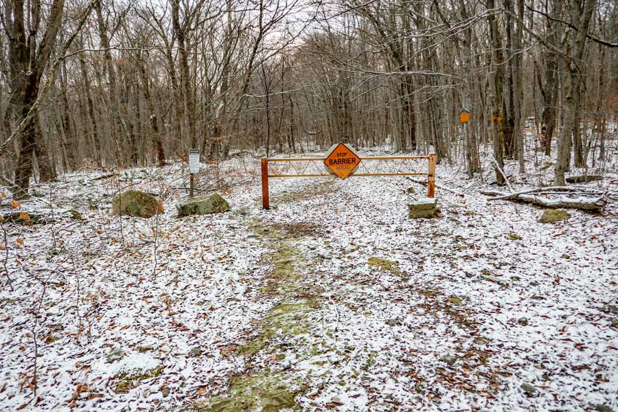 entering the Beech Mountain Nature Preserve on the Flynn Trail