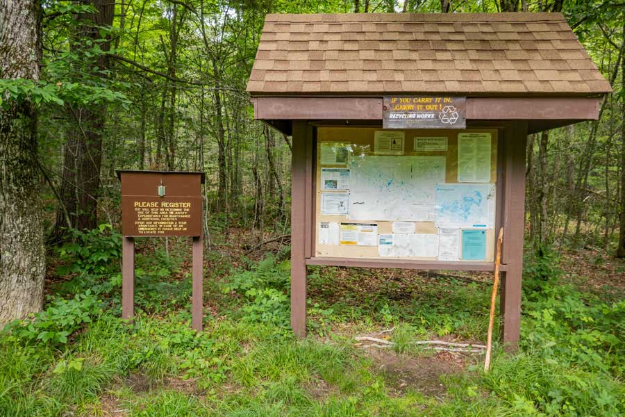 DEC kiosk and Registration Box in the Long Pond Parking Area