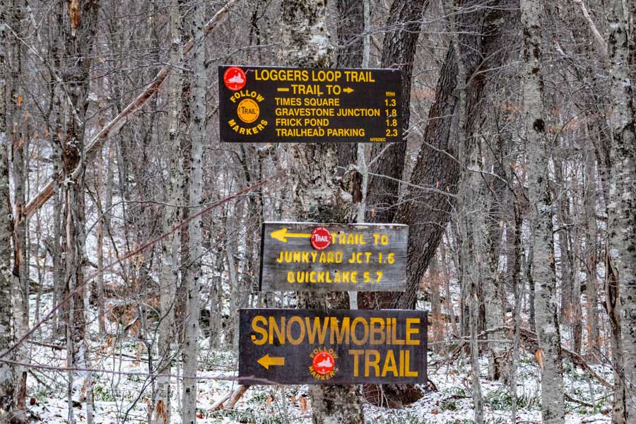 DEC trail sign at the Ironwheel Junction
