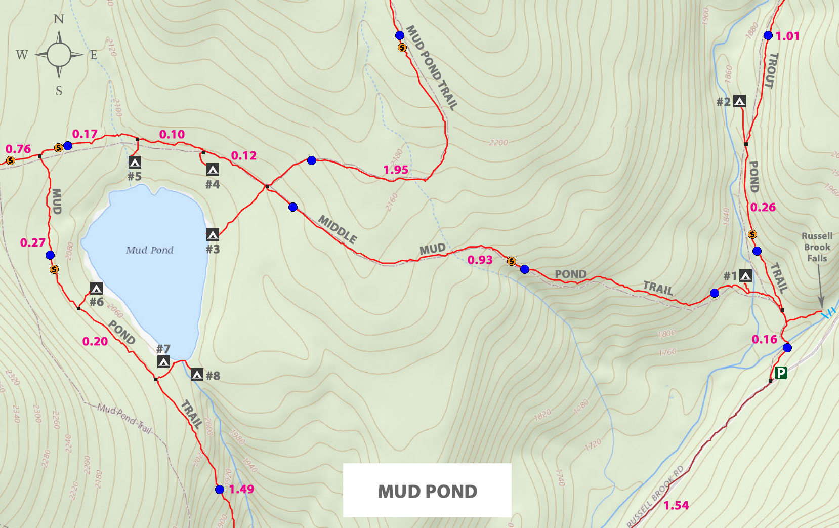 Map of the Mud Pond in the Delaware Wild Forest