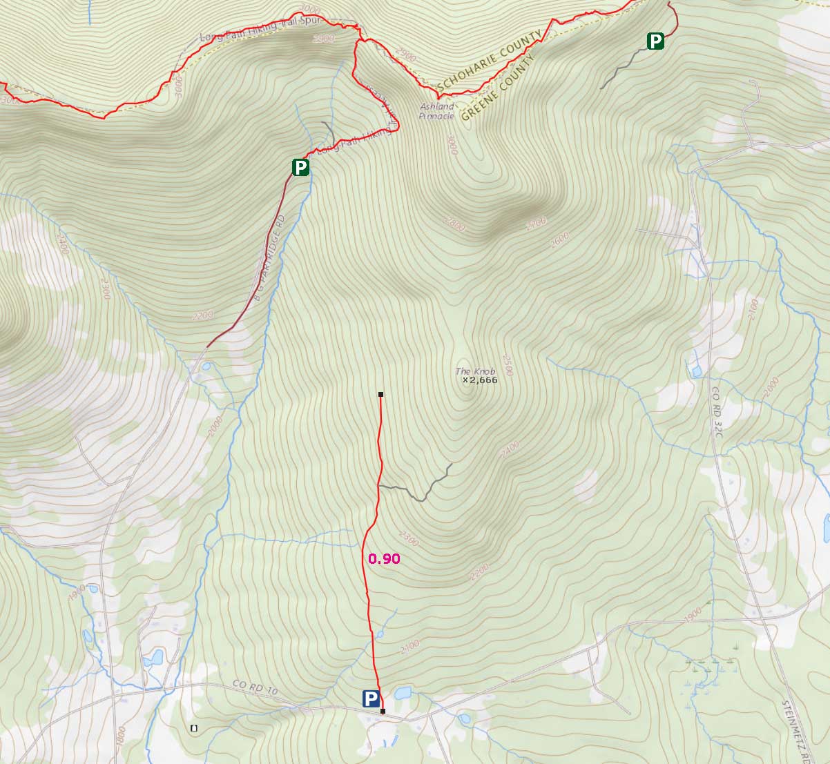 Map of Ashland Pinnacle Knob hike