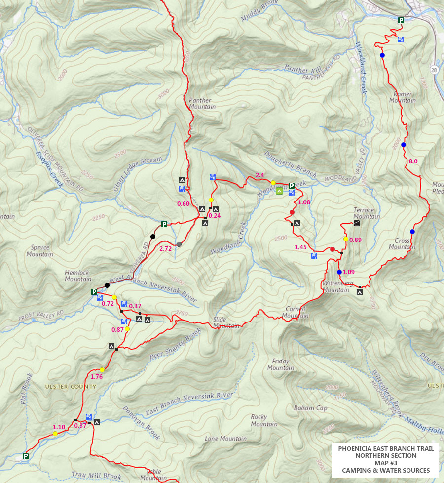 map of entire Phoenicia East Branch Trail