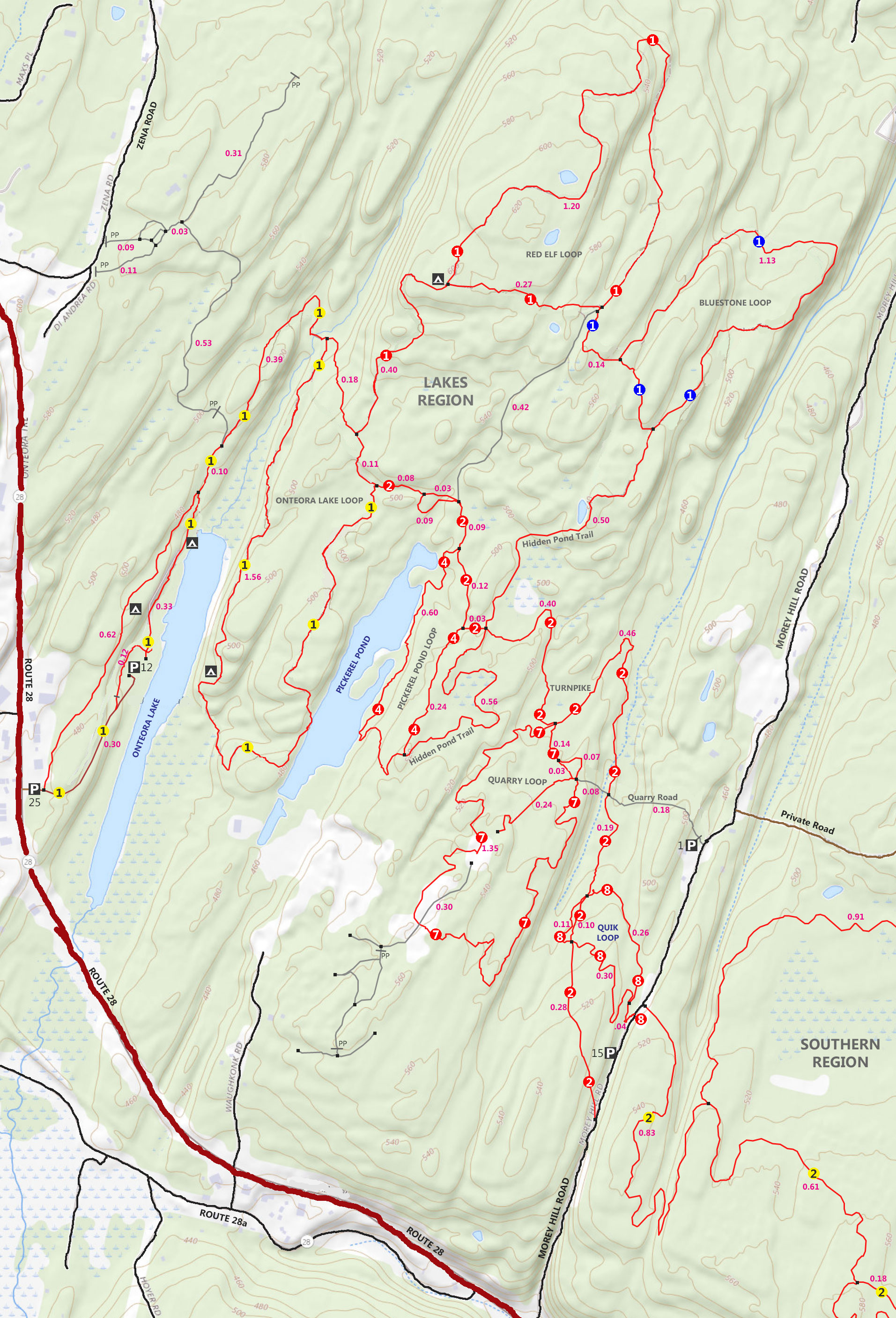 map of lakes region of the Bluestone Wild Forest
