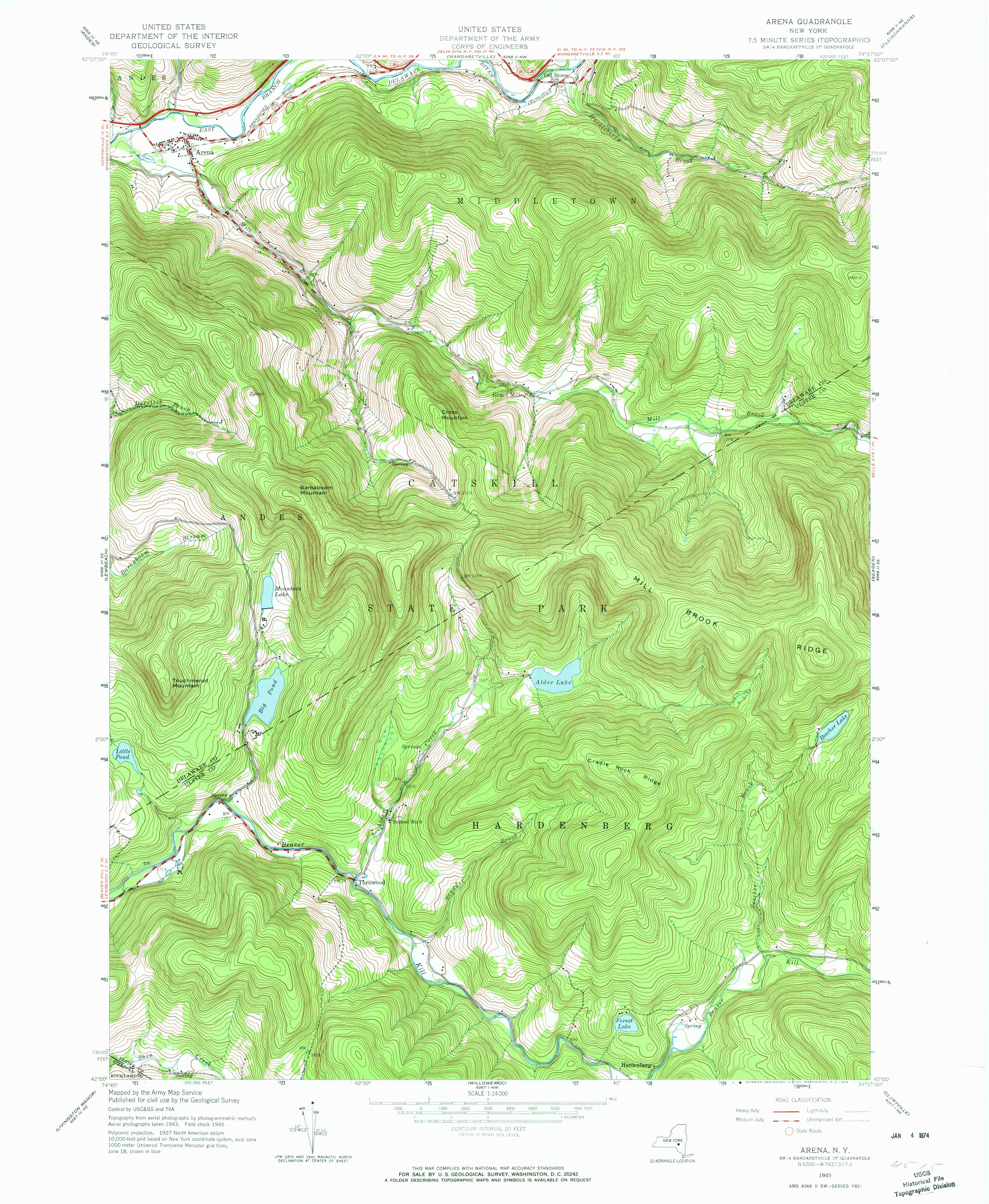 1945 USGS topographical map of Arena